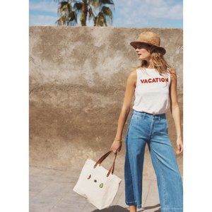 Madewell High Rise Wide Leg Tuxedo Stripe Crop Jeans